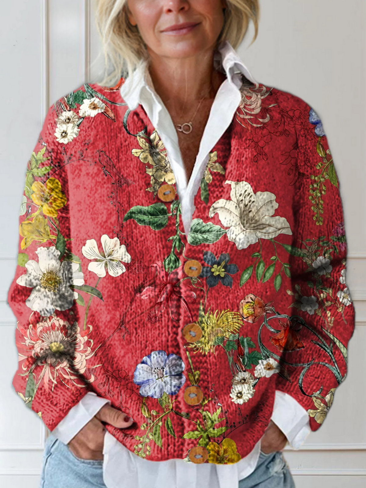 Johanna | Classic Floral Print Knitted Cardigan
