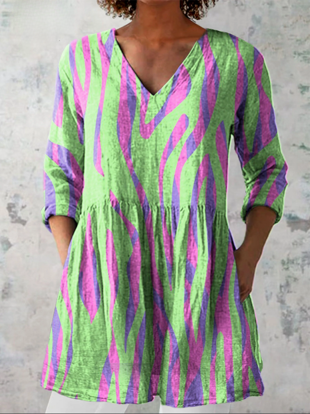 Gisella | Elegant Long V-Neck Blouse