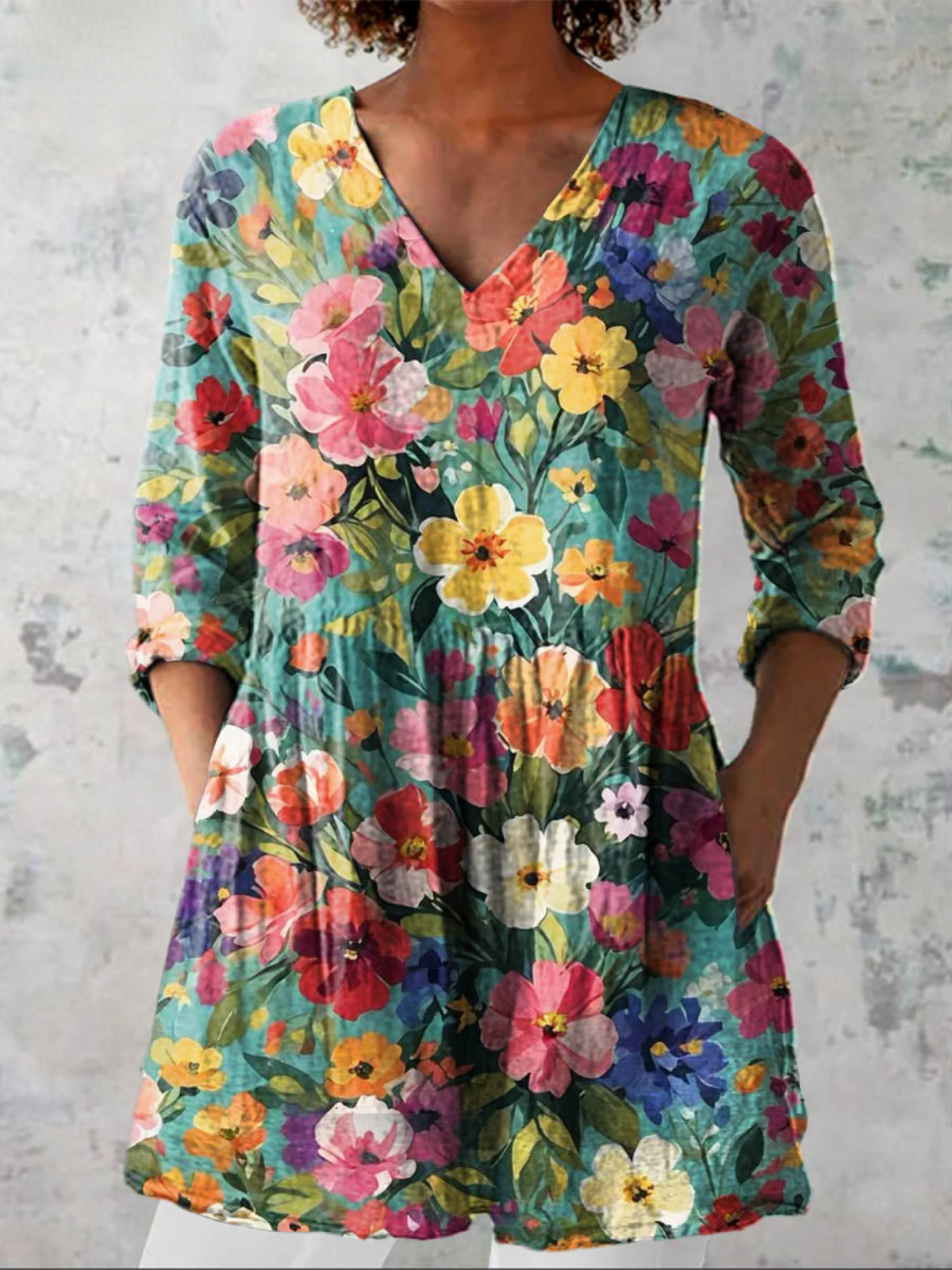 Ines | Elegant Long V-Neck Blouse