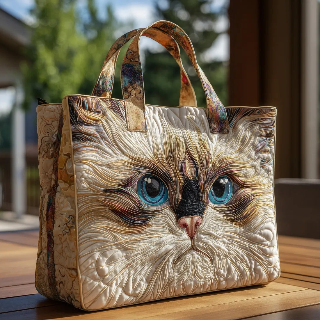 Artisan Bag - White Cat with Blue Eyes Design