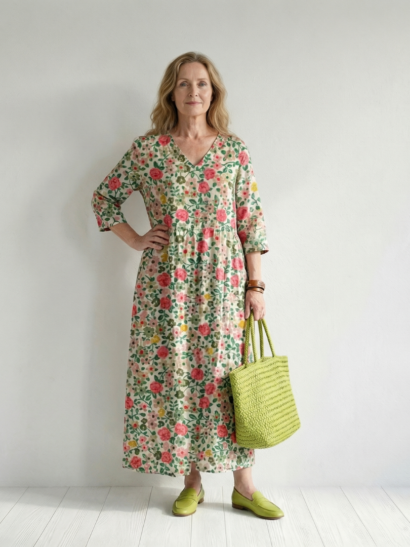 Pauline | Elegant Floral Midi Dress