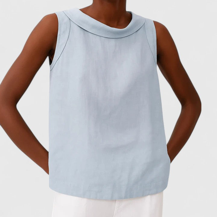 June | Elegant Top with Roll Collar