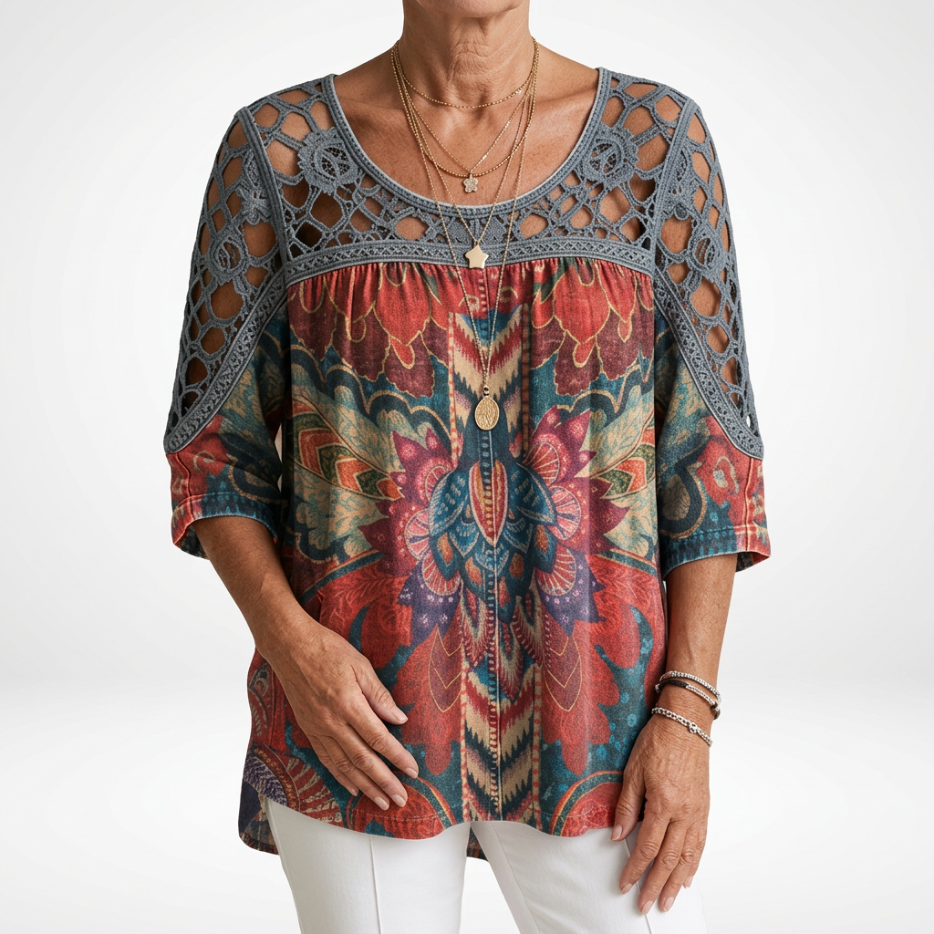Lillian | Bohemian Ethnic Print Blouse