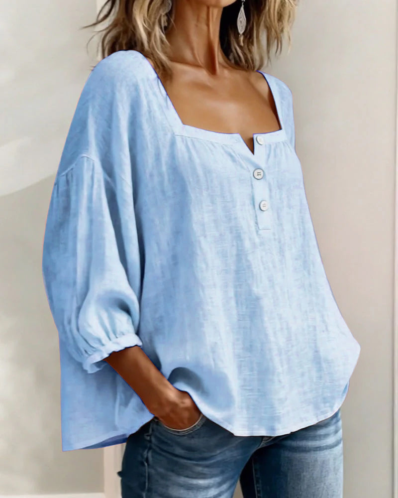 Lena | Relaxed Blouse with Square Neckline