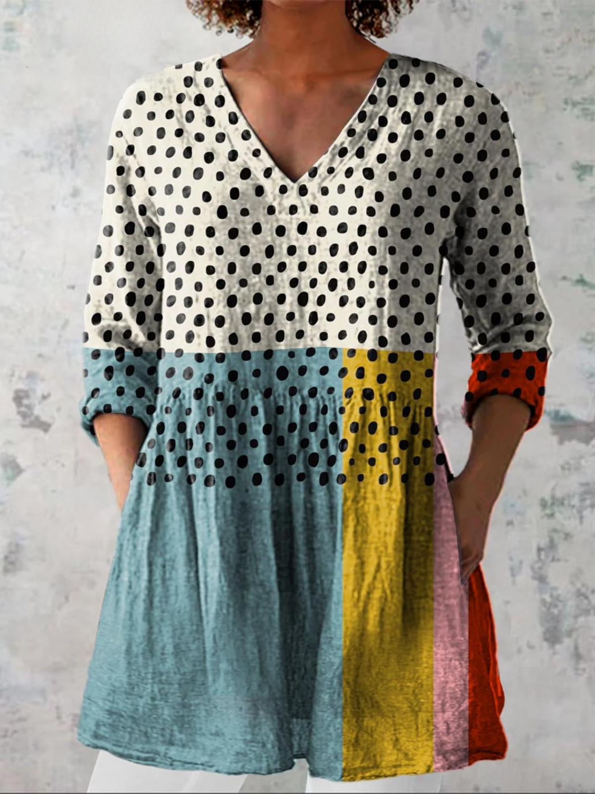 Elowen | Elegant Long V-Neck Blouse