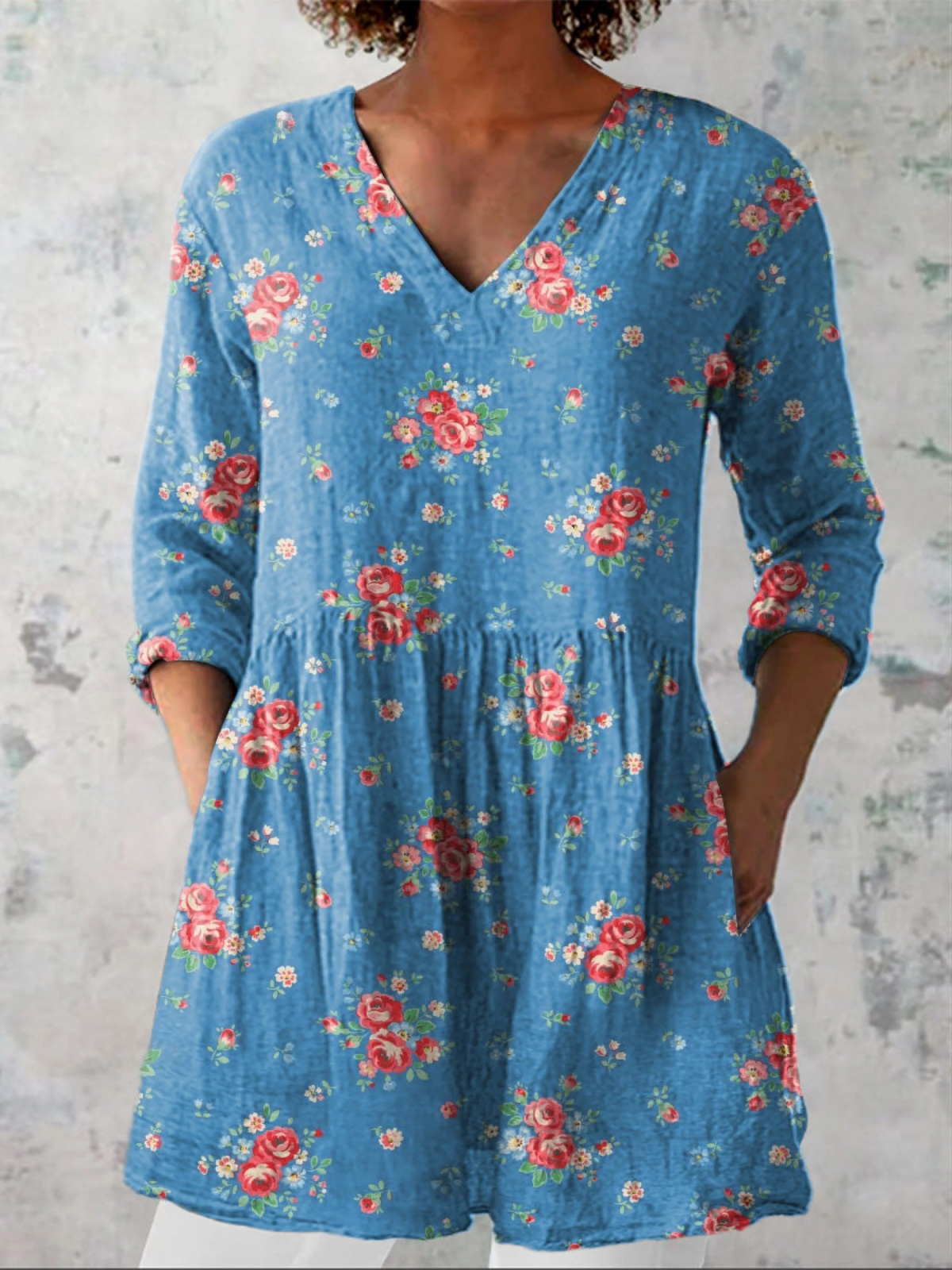 Mabel | Elegant Long V-Neck Blouse
