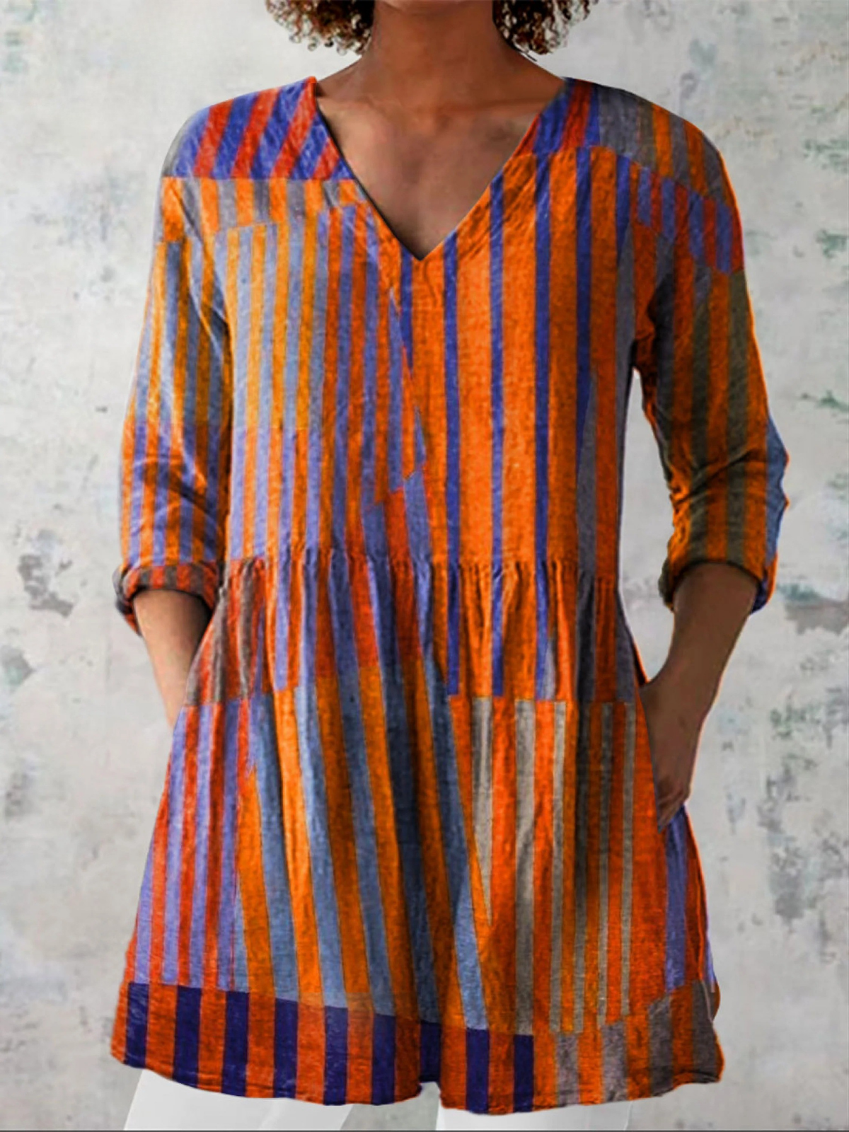 Nadia | Elegant Long V-Neck Blouse