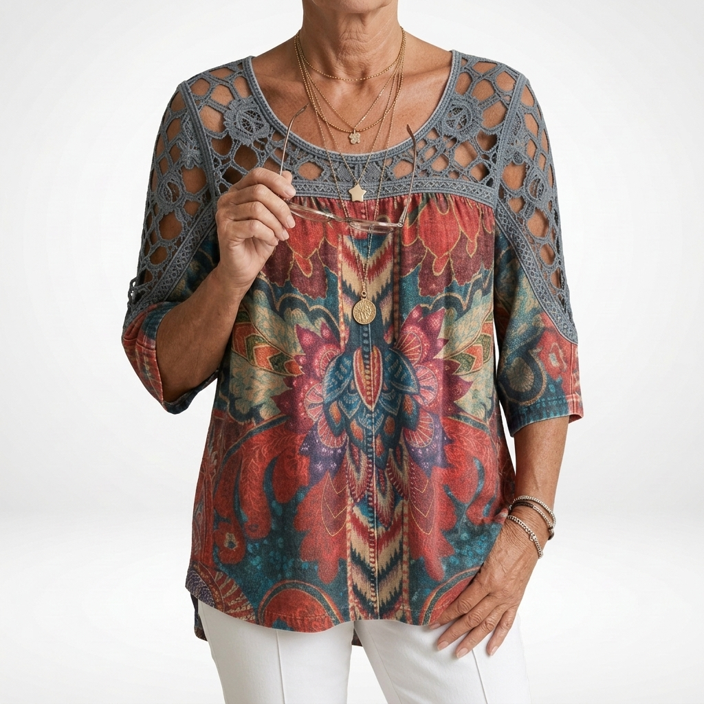 Lillian | Bohemian Ethnic Print Blouse