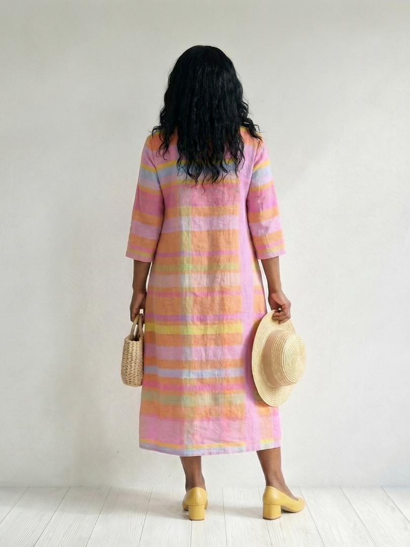Cathy | Elegant Striped Midi Dress