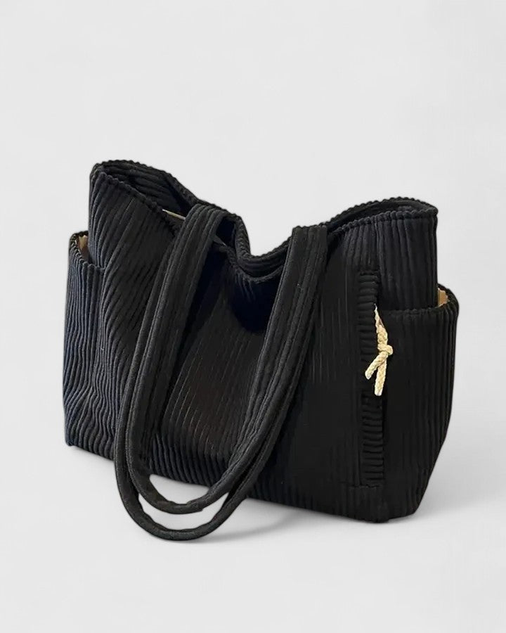 Liorane | Ribbed Tote Bag with Cord Detail