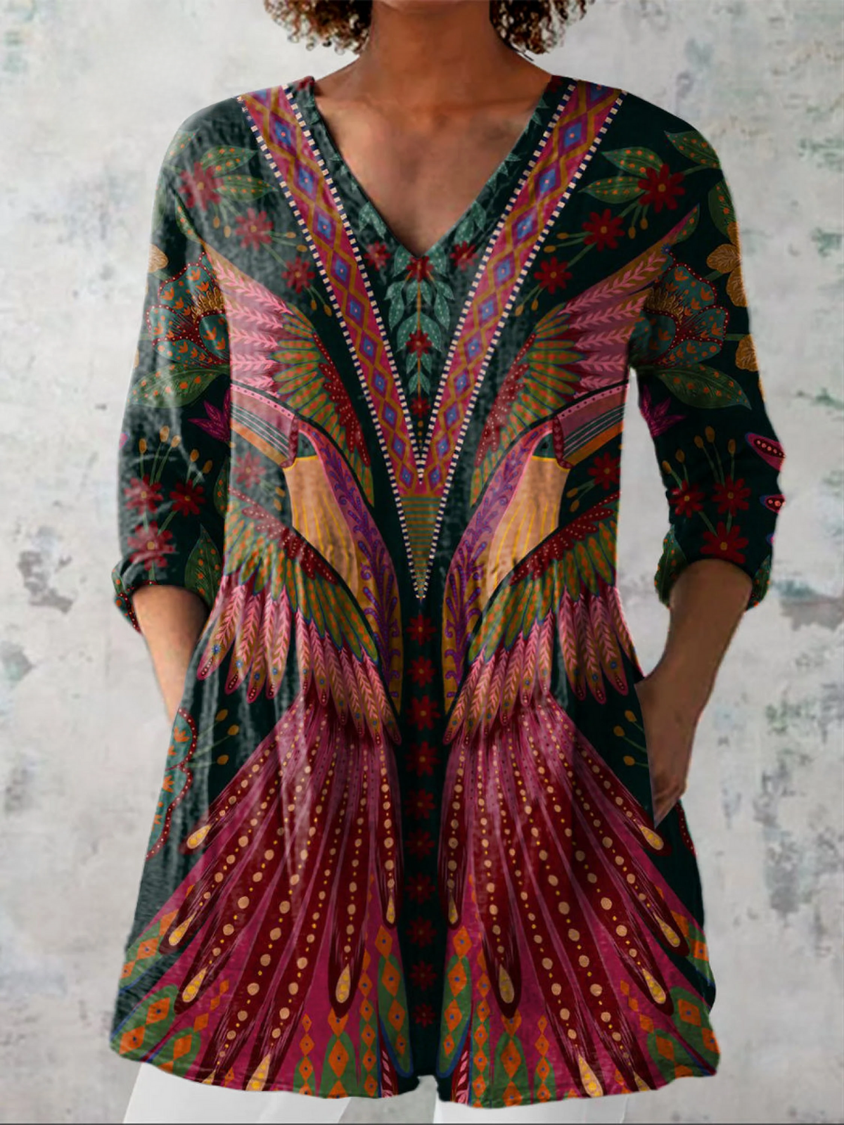 Adrianna | Elegant Long V-Neck Blouse