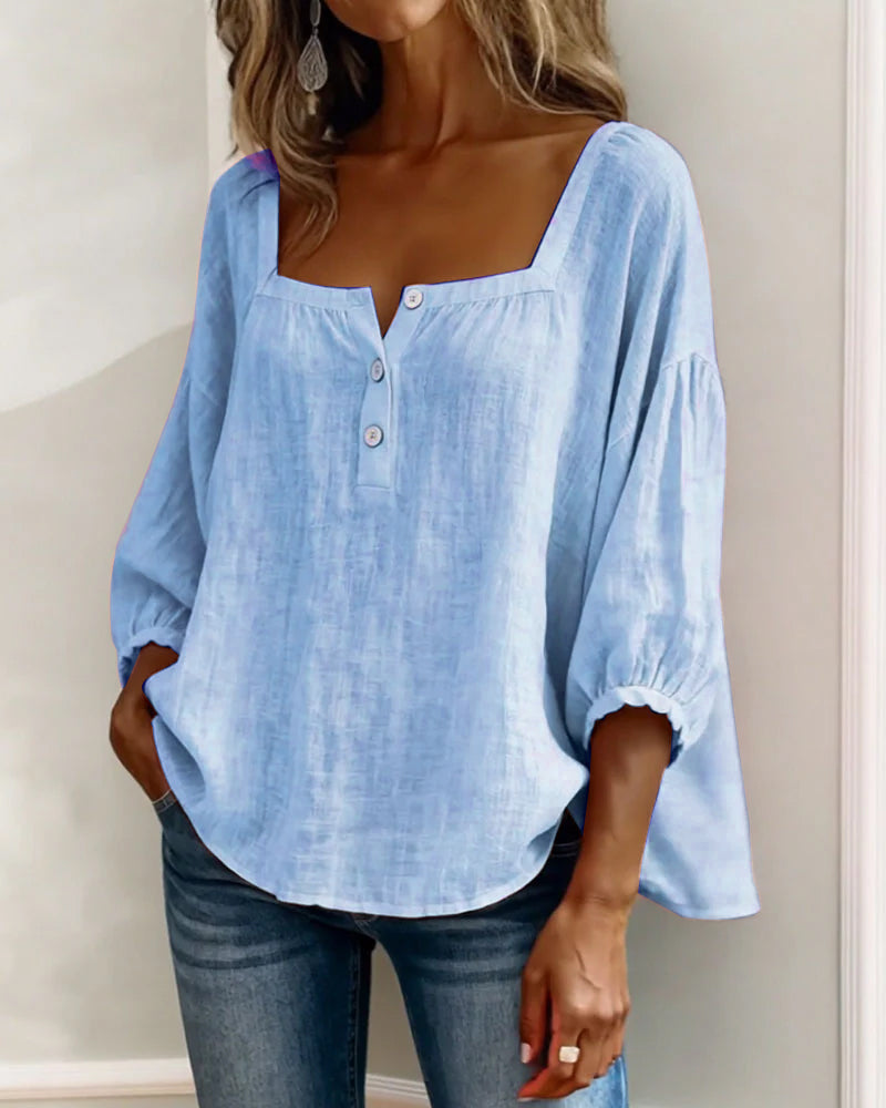 Lena | Relaxed Blouse with Square Neckline