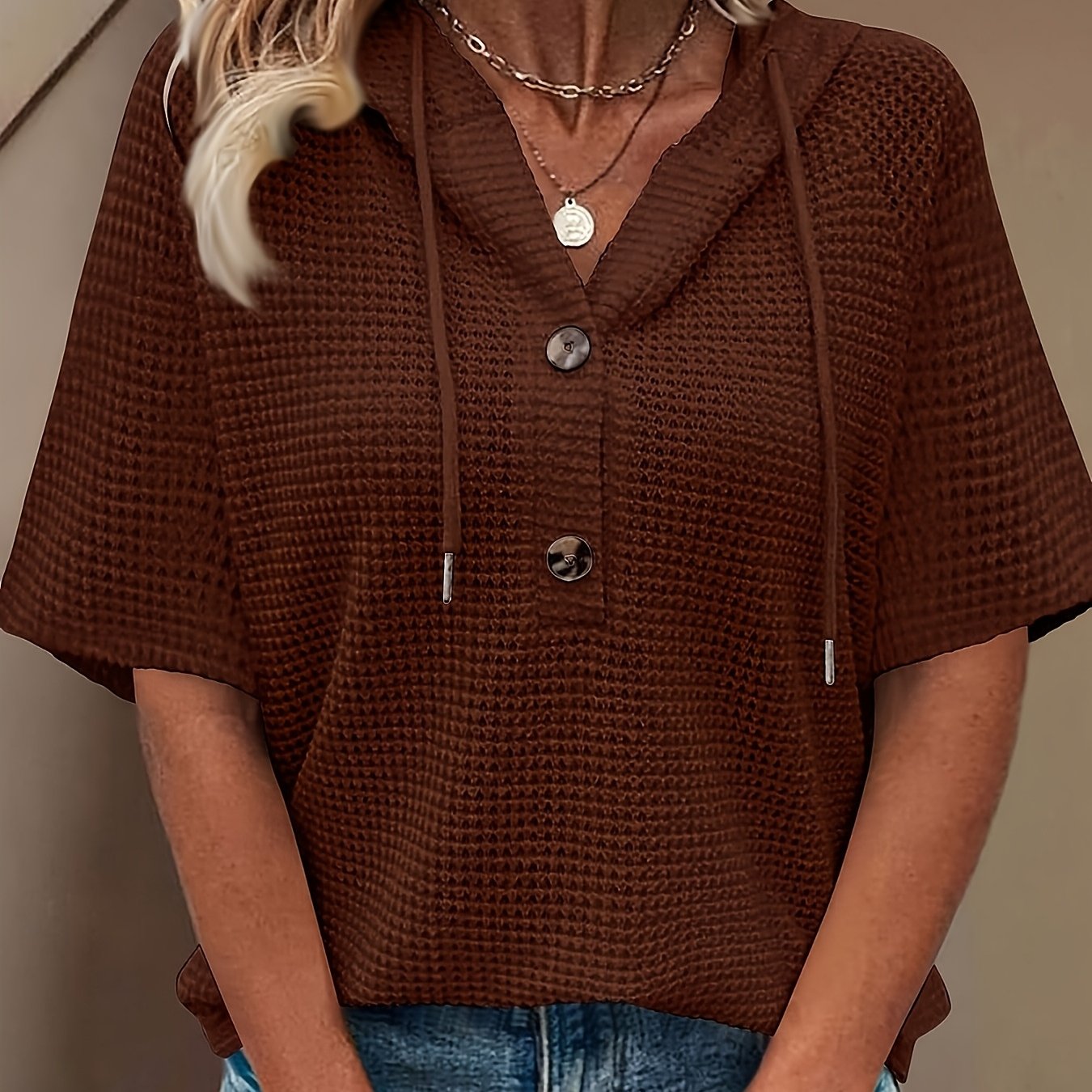Harper | Casual Button Hoodie Top