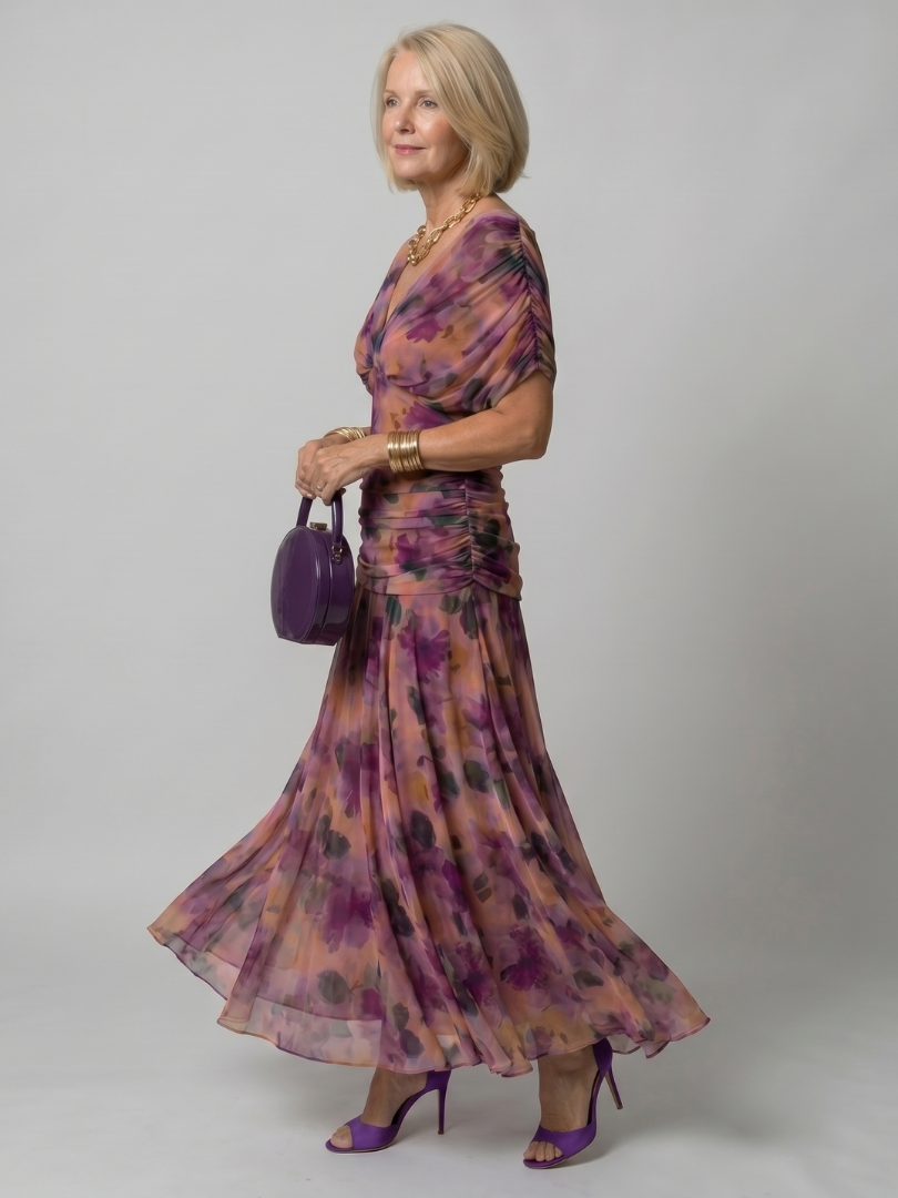 Ava | Elegant Flowing Off Shoulder Midi Dress