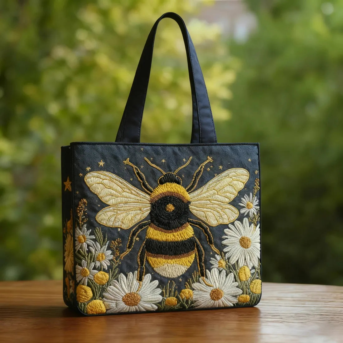 Artisan Tote - Bee Design with Daisies and Stars