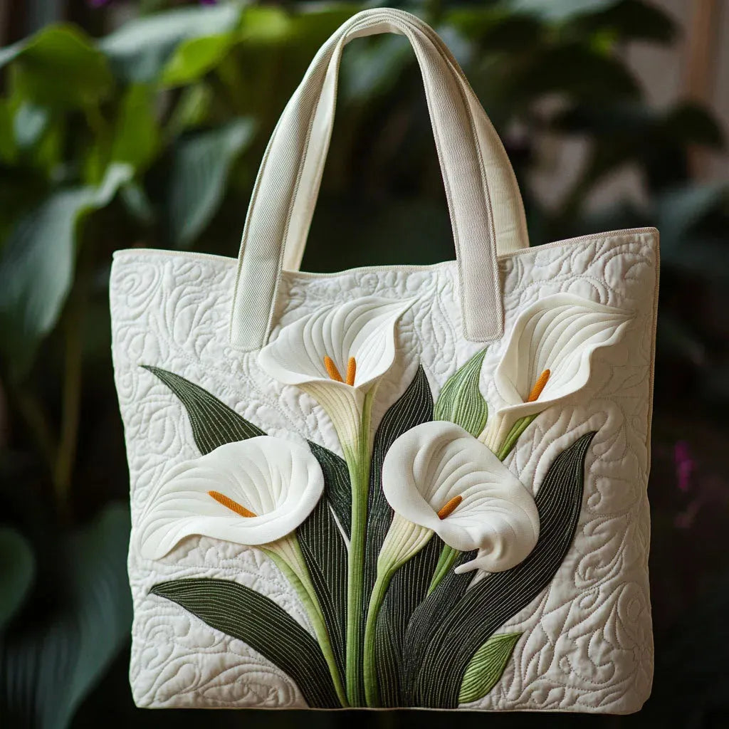 Artisan Quilted Bag - White Arum Design
