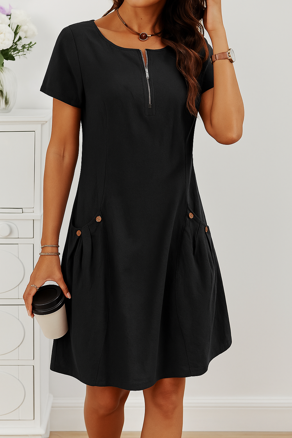 Claire | Timeless Elegant Button Detailed Dress