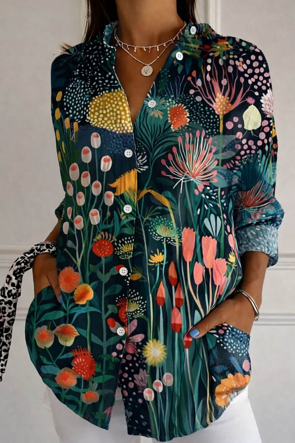 Nola | Colourful Floral Long Sleeve Shirt