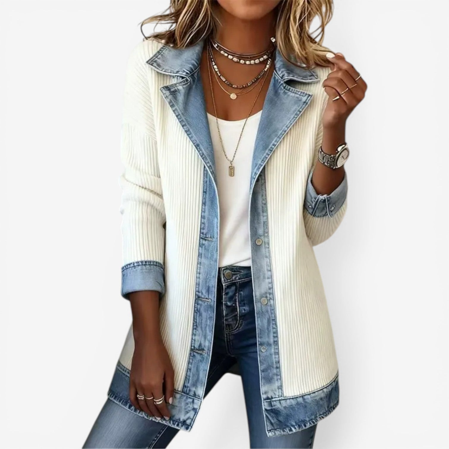 Emilia | Mixed Denim Jacket
