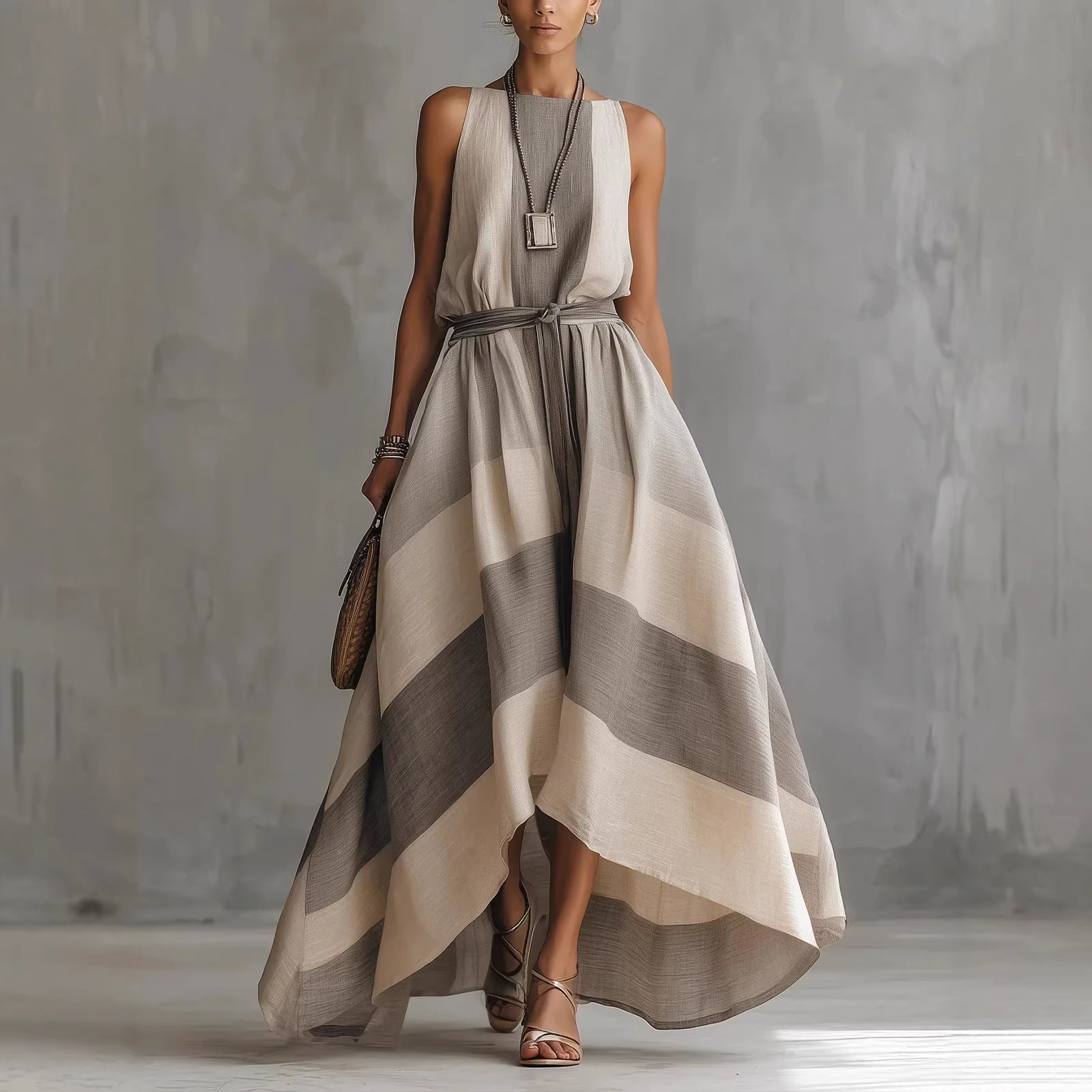 Elira | Blend Striped Sleeveless Maxi Dress