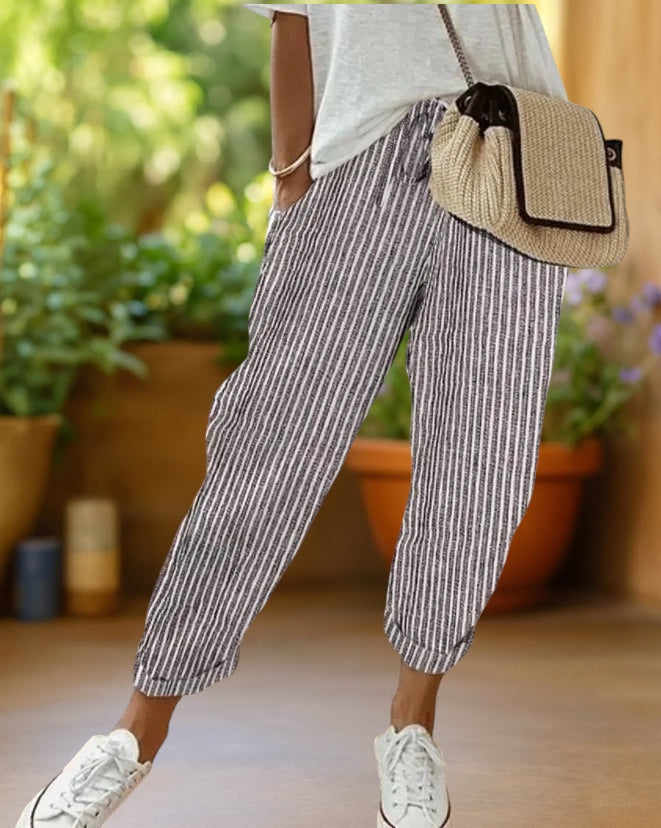 Marlyn | Relaxed Striped Drawstring Pants