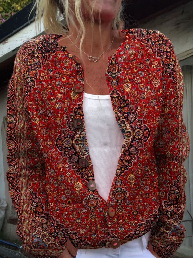 Huberta | Ornately Printed Knitted Cardigan