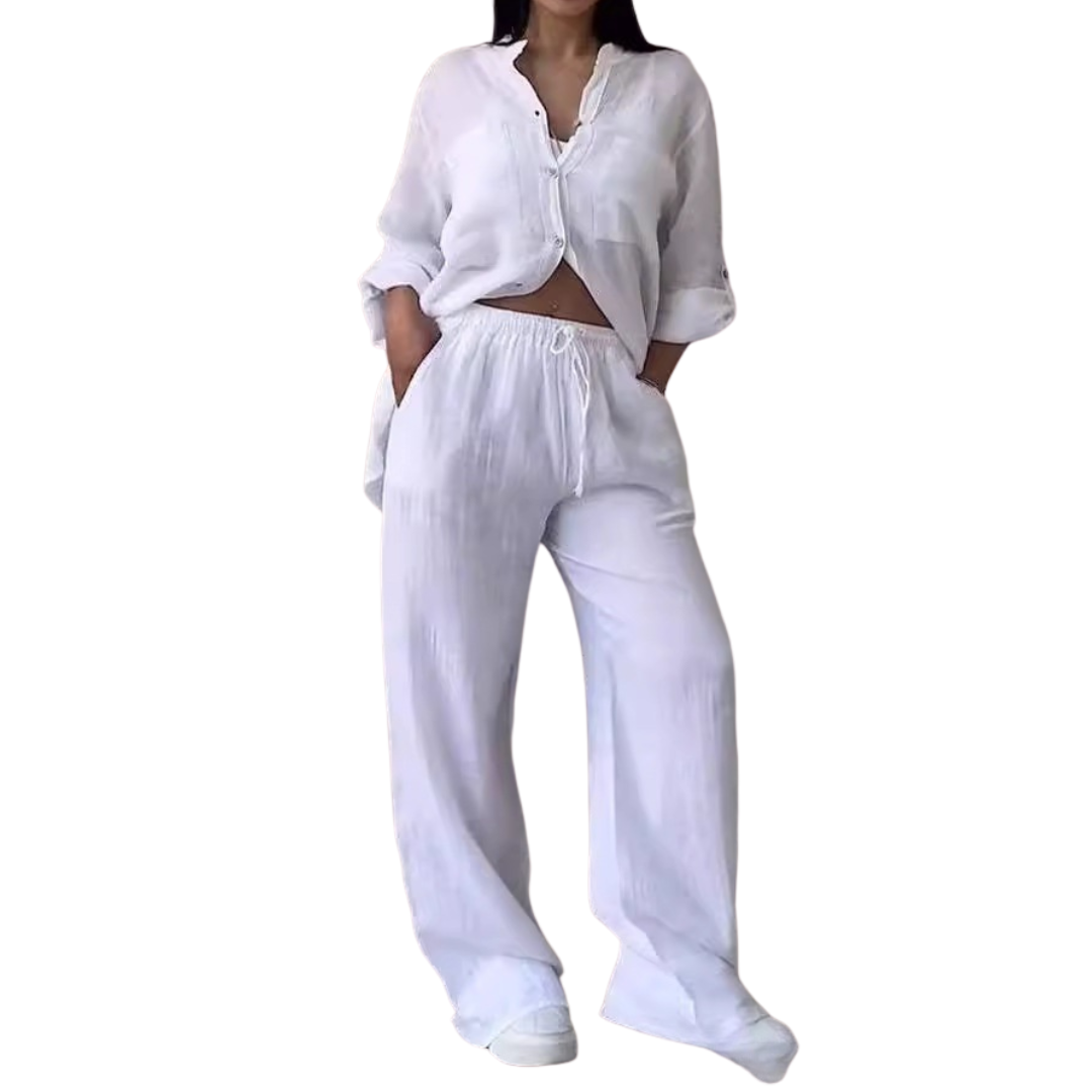 Jessica | Relaxed Flowing Shirt & Wide Leg Pants Set