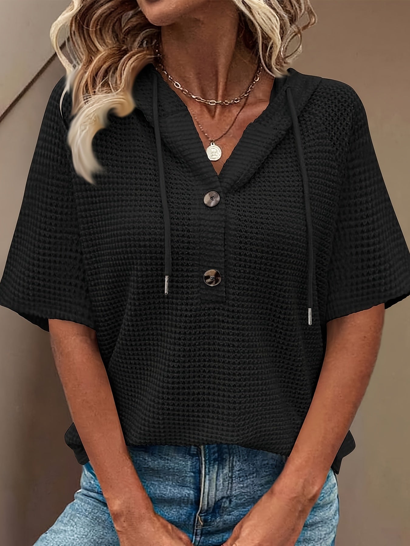 Harper | Casual Button Hoodie Top