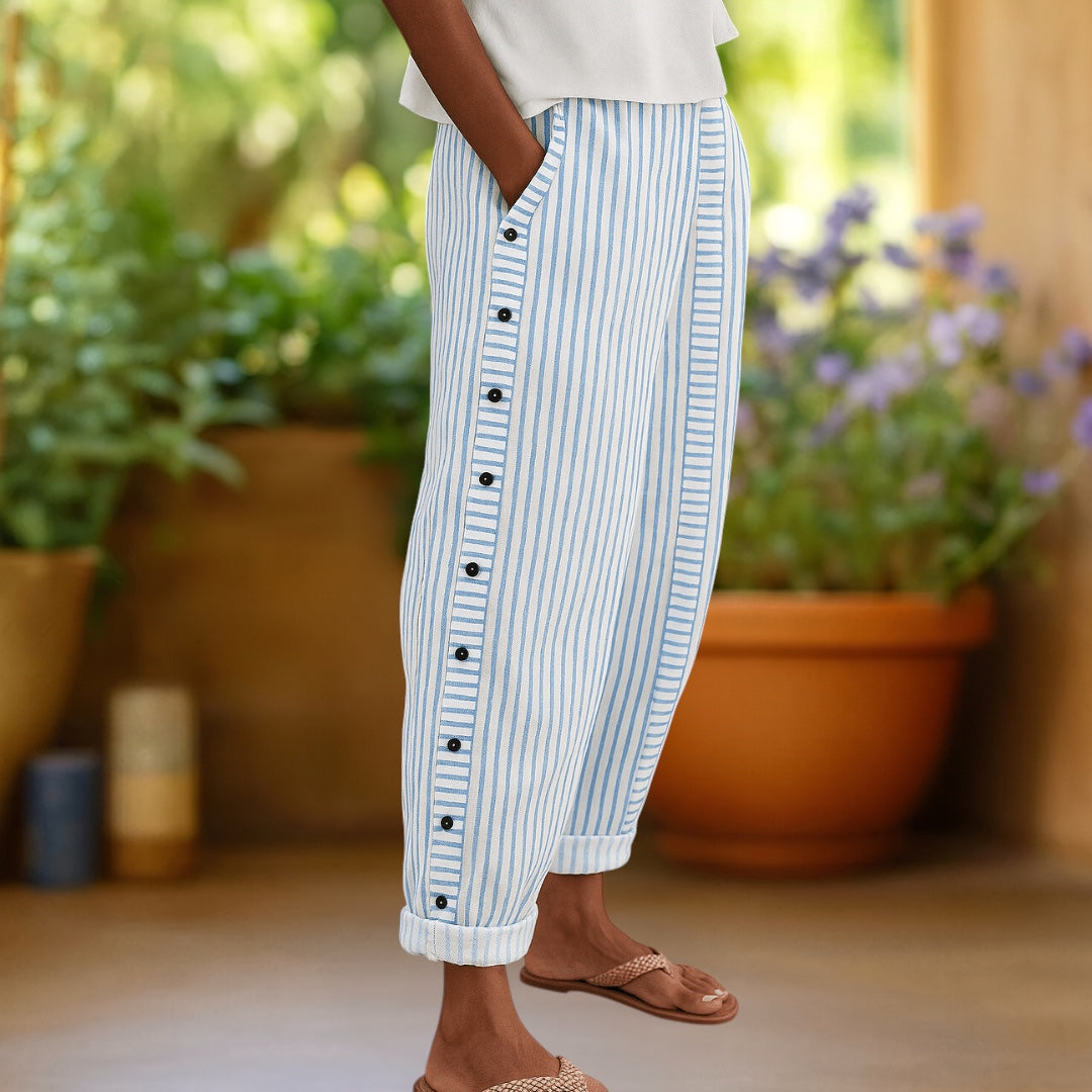 Monica | Comfortable Chic Striped Button Pants
