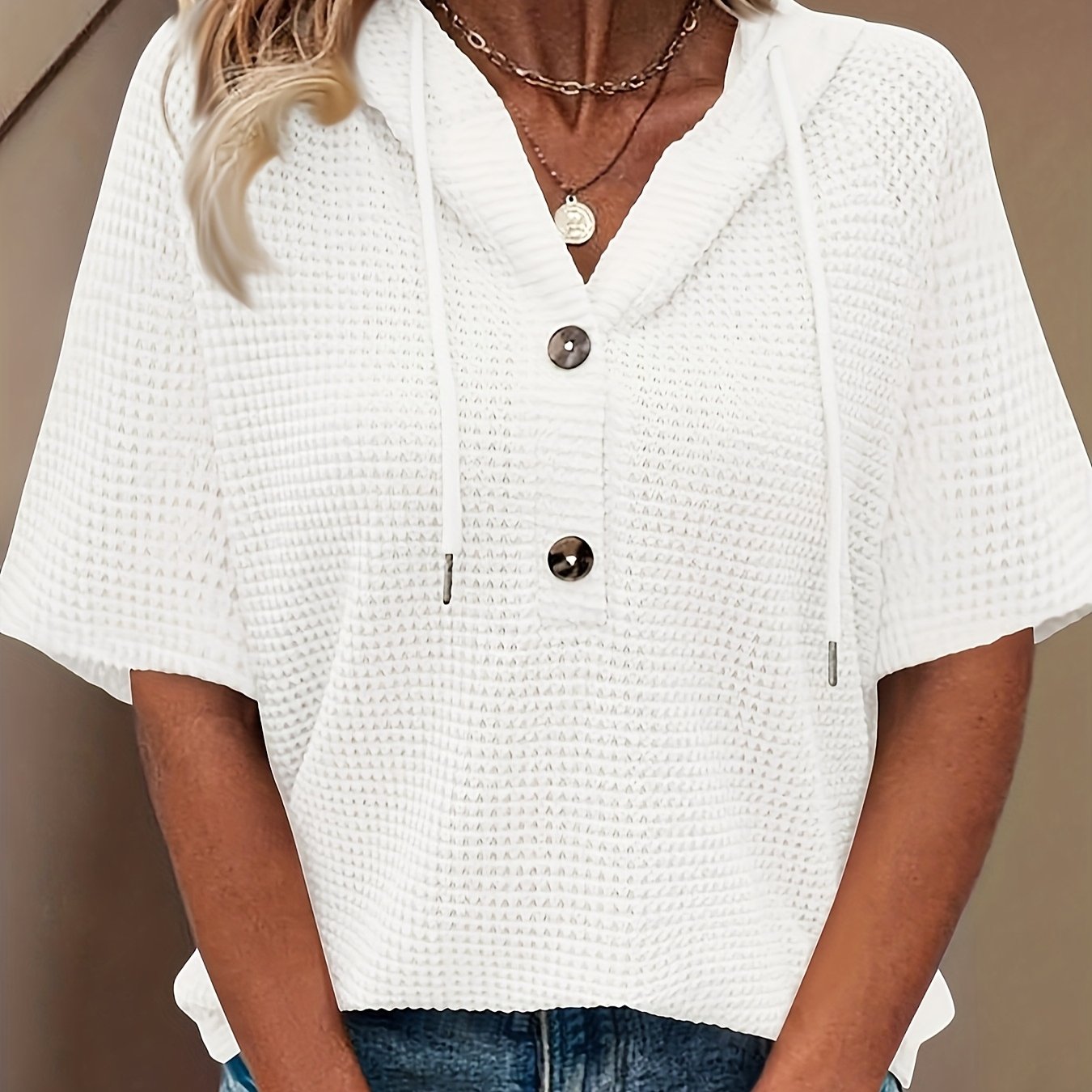 Harper | Casual Button Hoodie Top