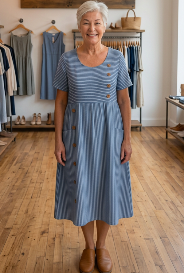 Brienne | Striped Midi Dress