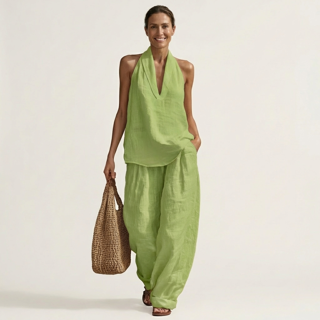 Alima | Linen-Look Halter Set