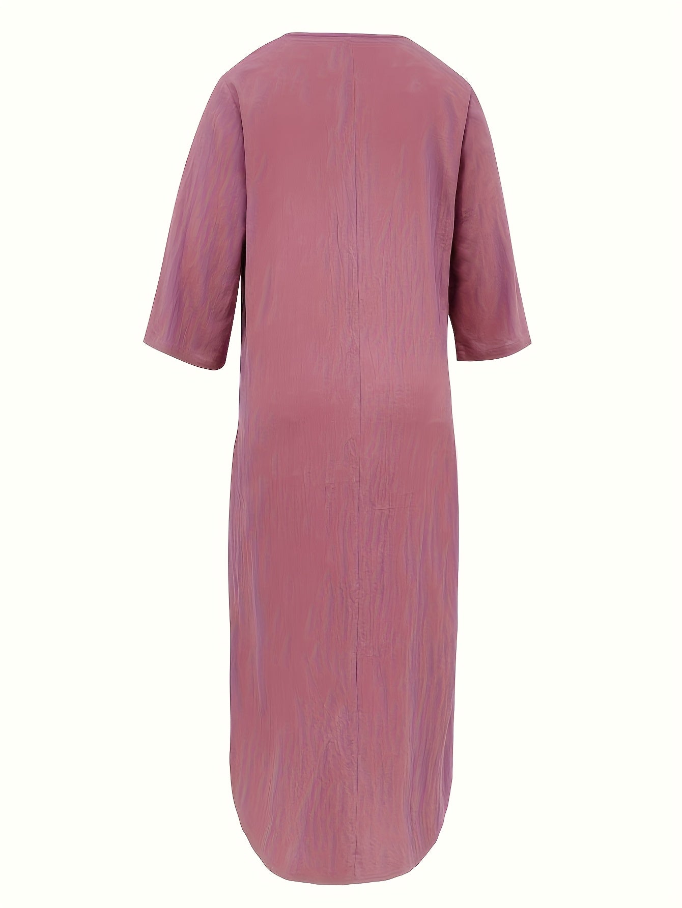 Plus sizes, new elegant V-neck dress for women, loose-fitting casual long dress in plus sizes, perfect for beach holidays and beachwear, with pockets and half-length sleeves. Midi dress for women.