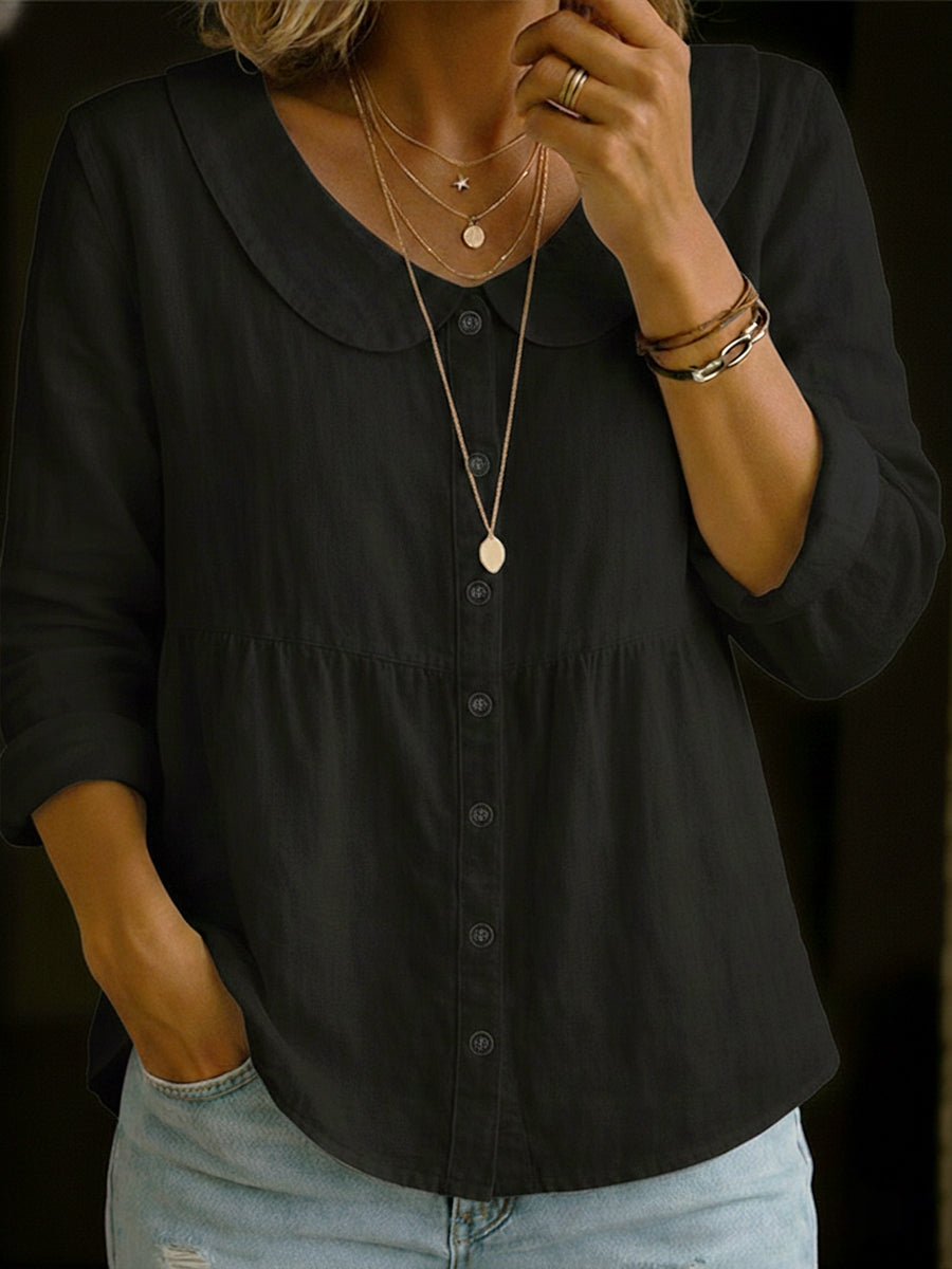 Arlira | Soft Linen Collar Blouse
