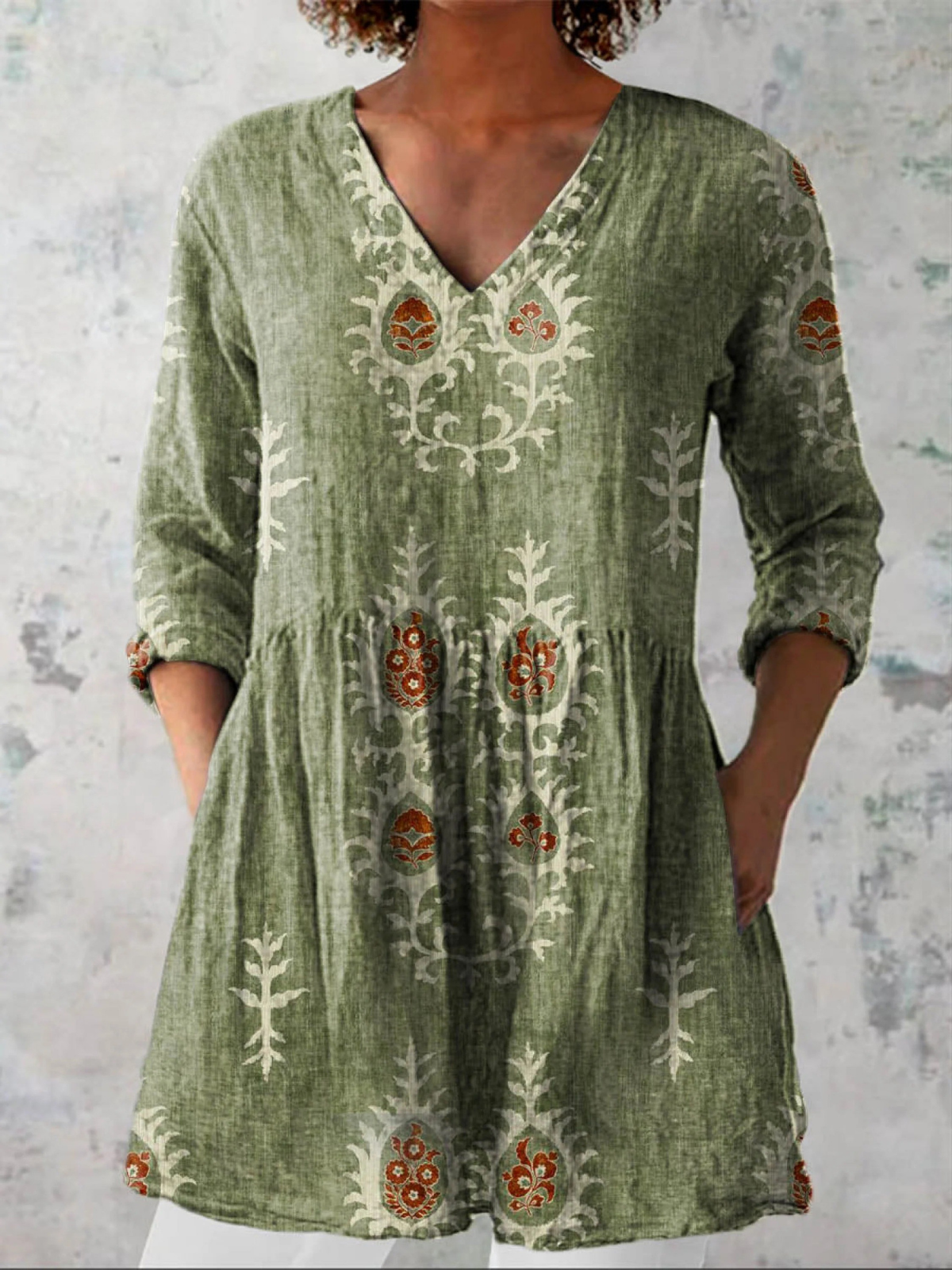 Maeve | Elegant Long V-Neck Blouse