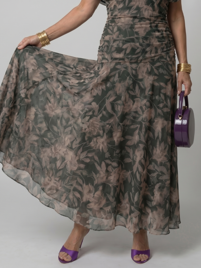 Ava | Elegant Flowing Off Shoulder Midi Dress