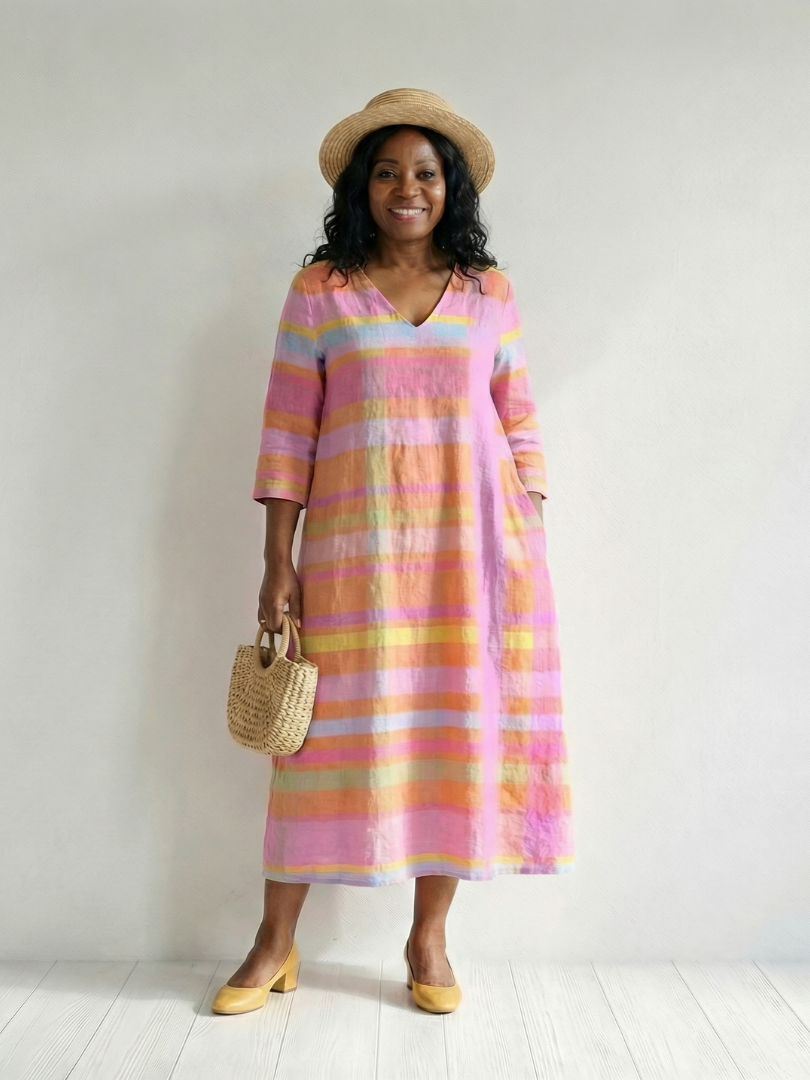 Cathy | Elegant Striped Midi Dress