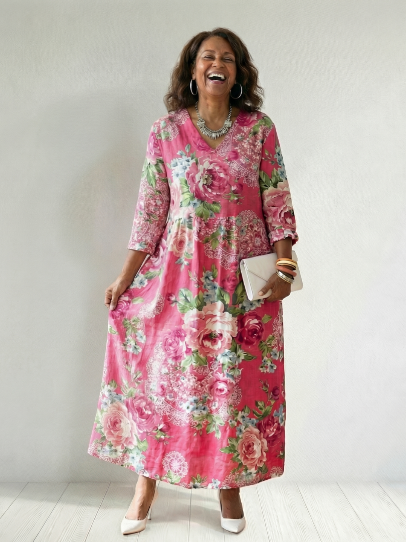 Farrah | Flattering Floral Midi Dress