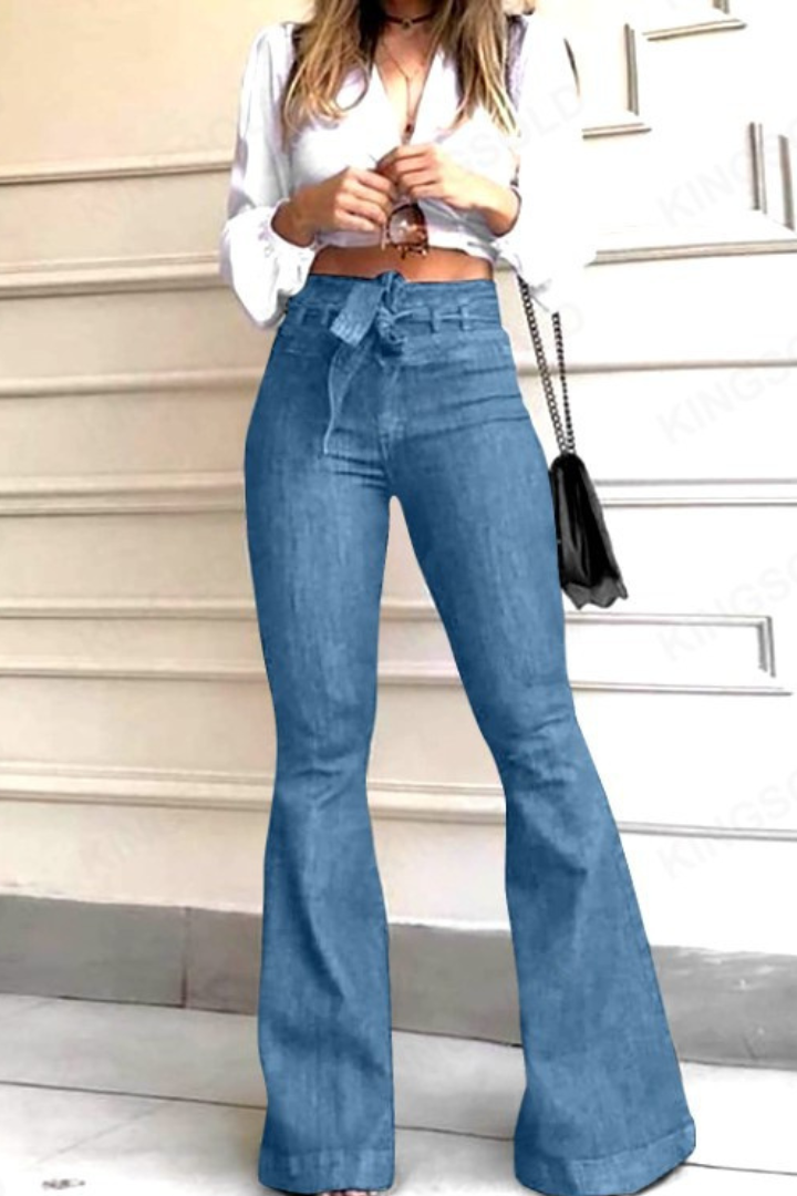 KYRA™ – Vintage Wide Leg Lace-Up Flared Pants