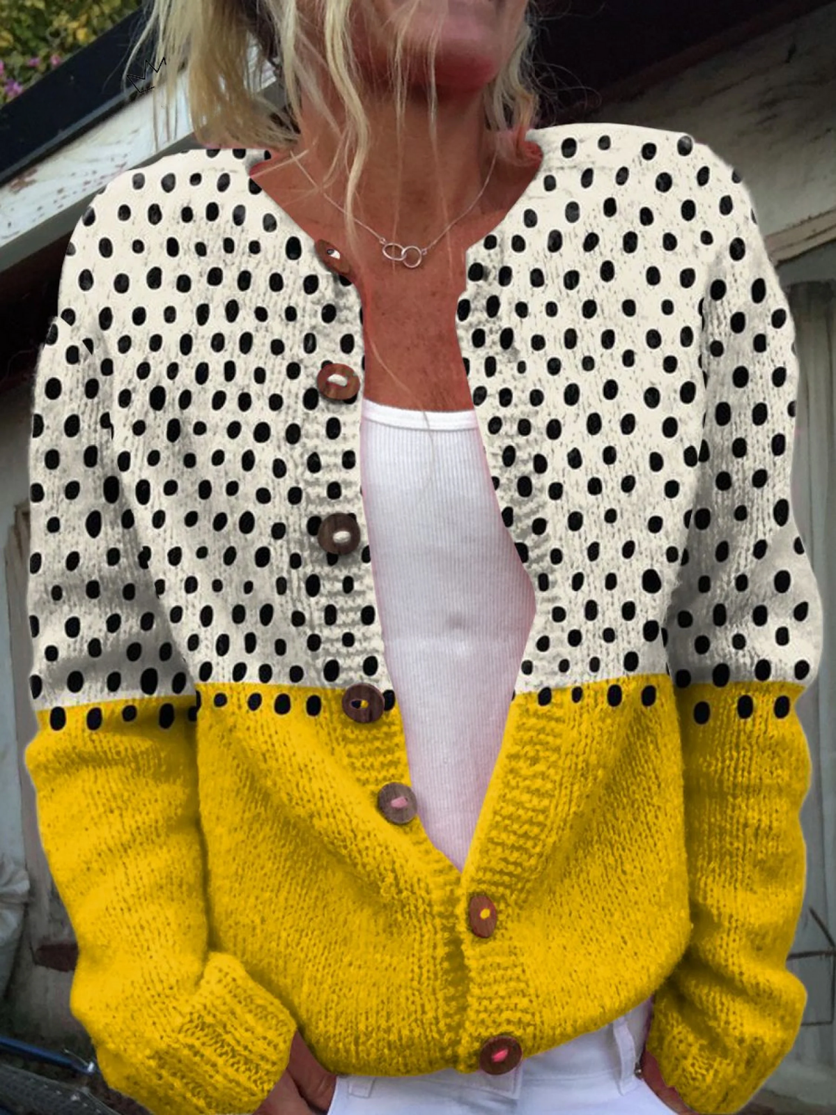 Roos | Polka Dot Print Knitted Cardigan