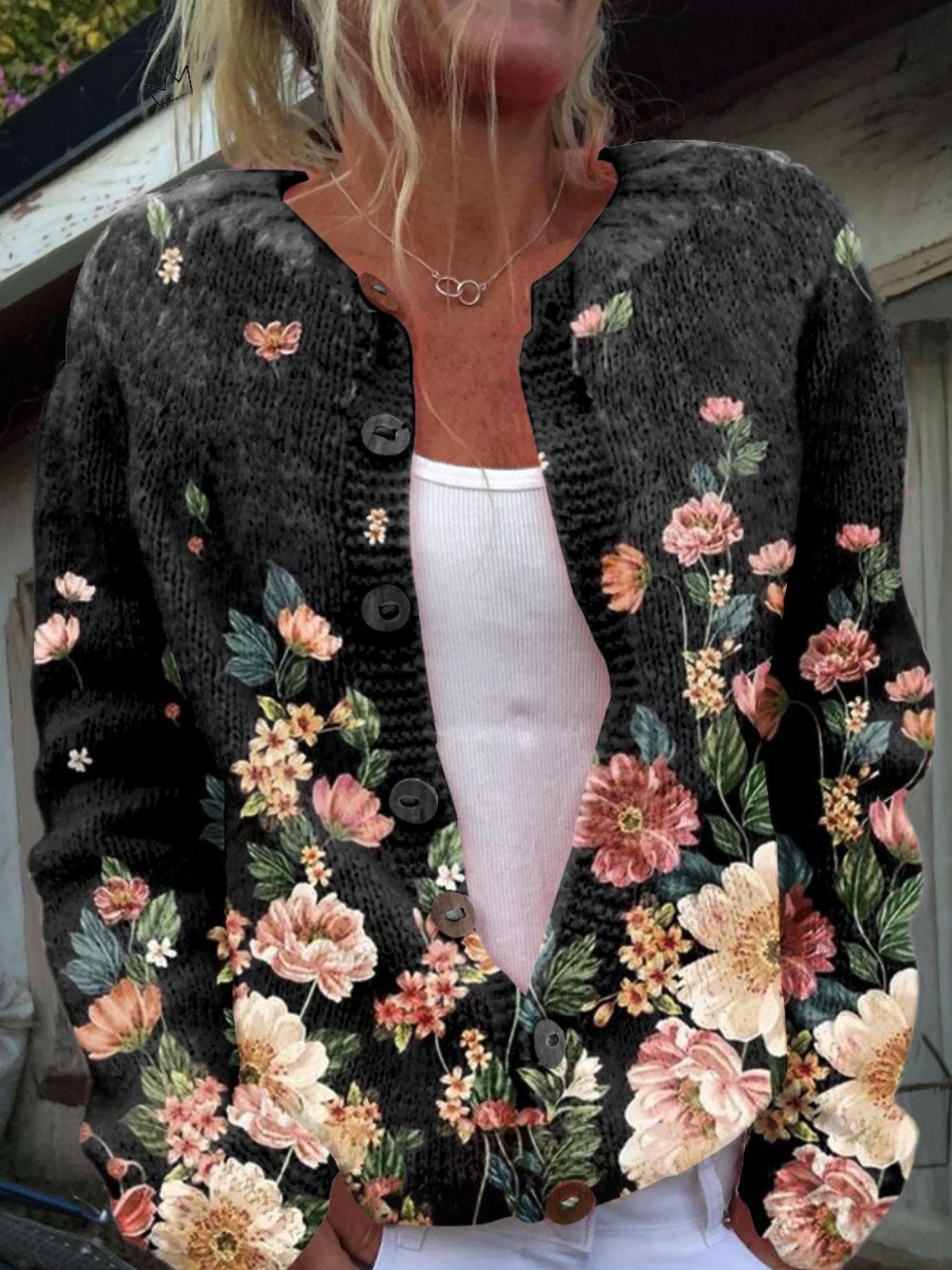 Annelies | Floral Print Knitted Cardigan