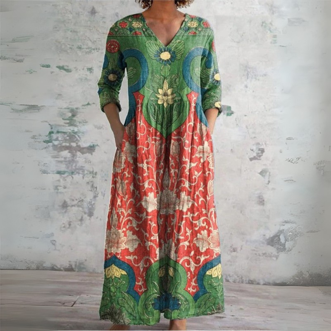 Jenna | Retro Floral Maxi Dress