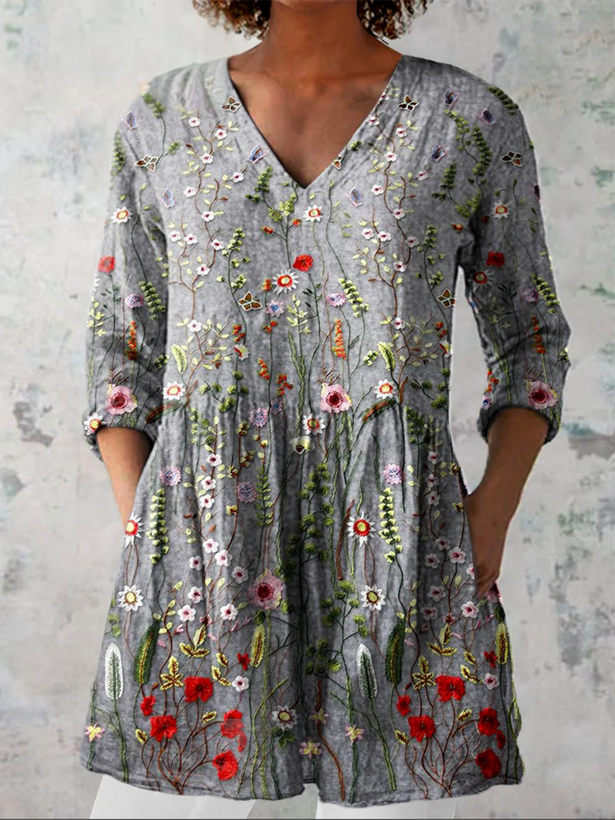 Lana | Elegant Long V-Neck Blouse