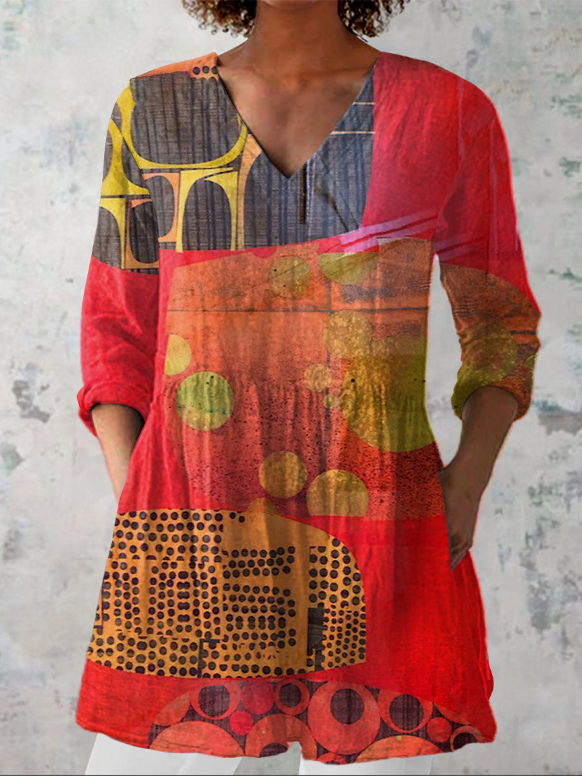 Indira | Elegant Long V-Neck Blouse