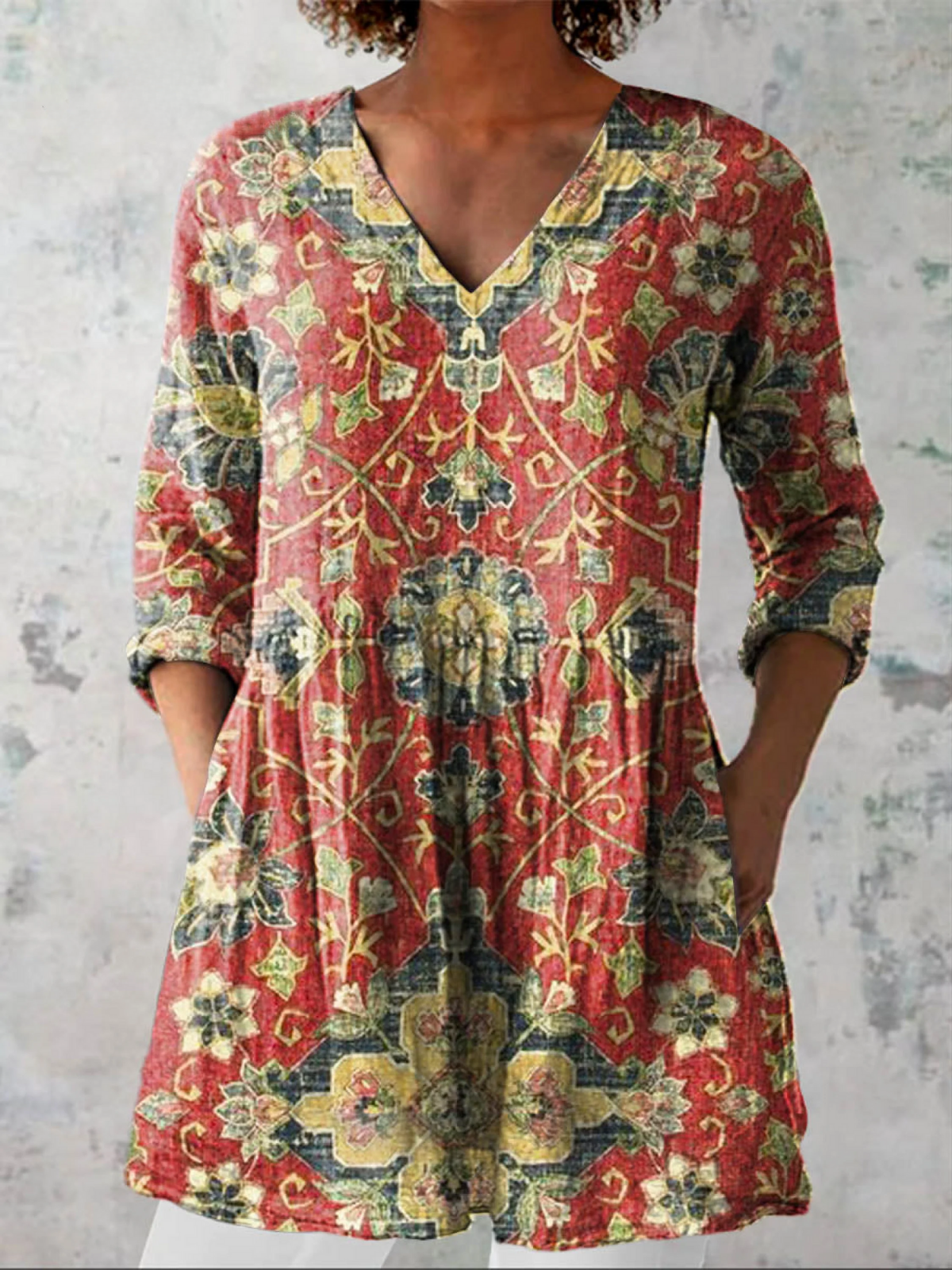 Dahlia | Elegant Long V-Neck Blouse