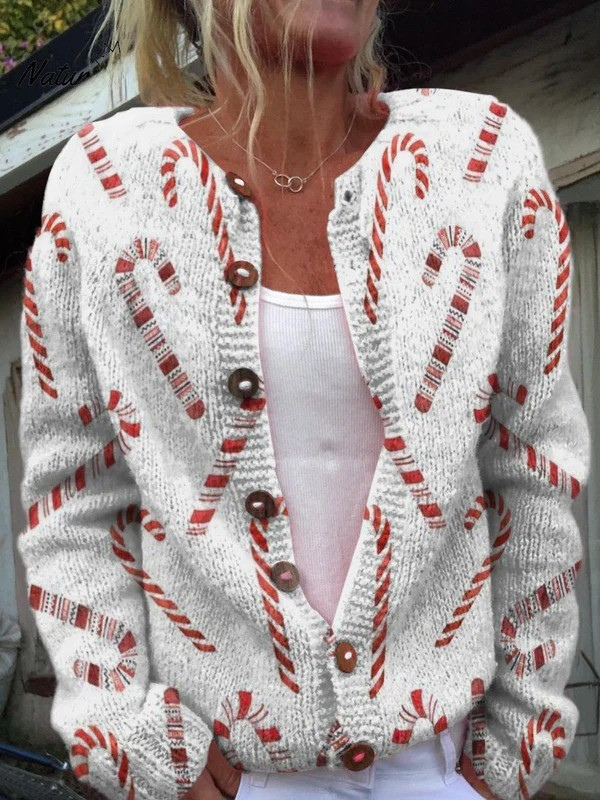 Cornelia | Candy Stripe Print Knitted Cardigan