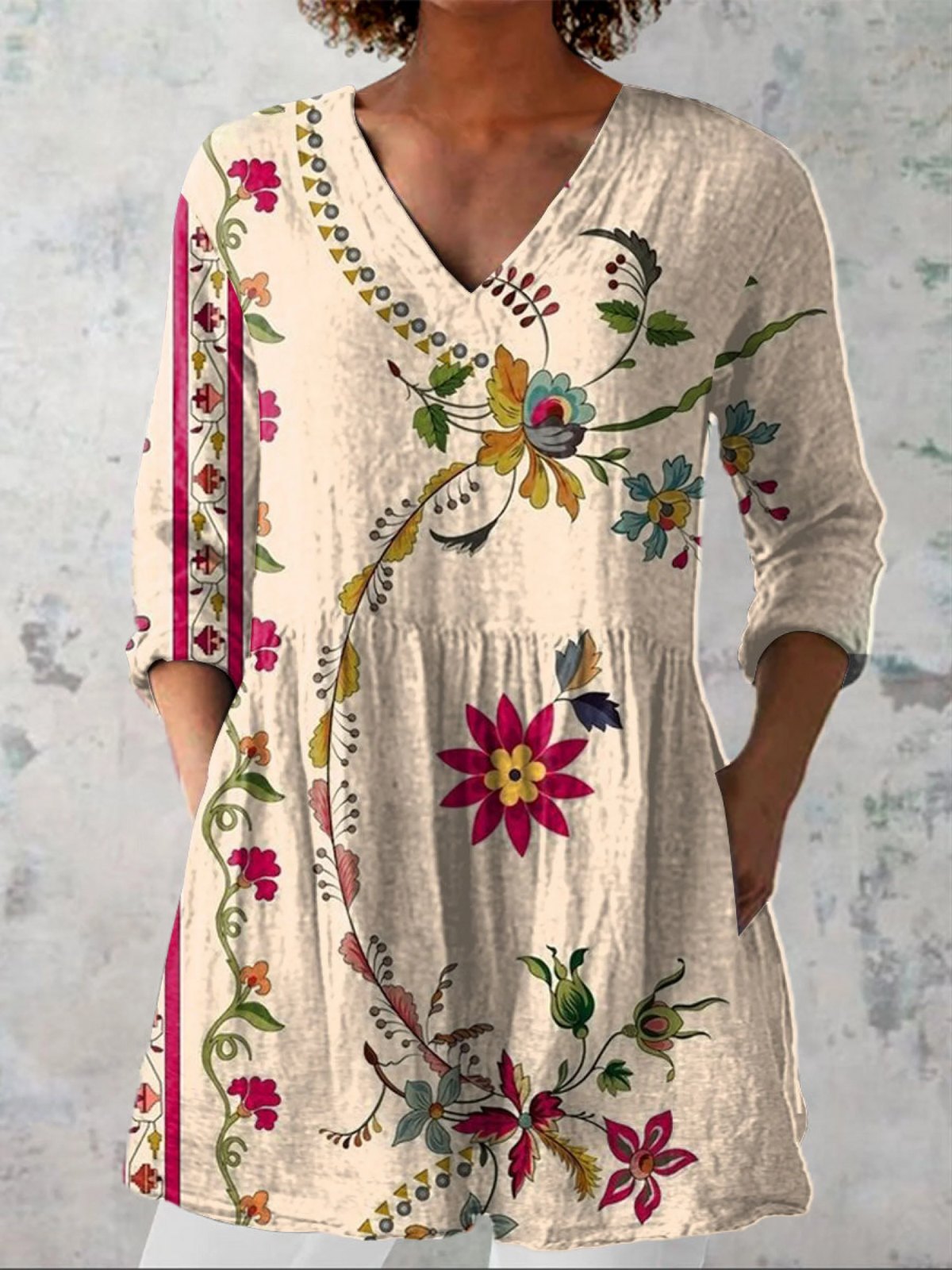 Naya | Elegant Long V-Neck Blouse