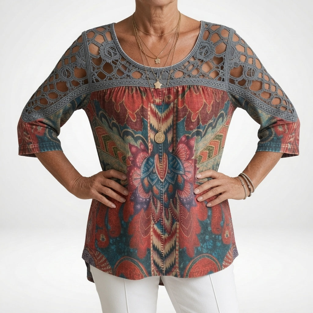 Lillian | Bohemian Ethnic Print Blouse