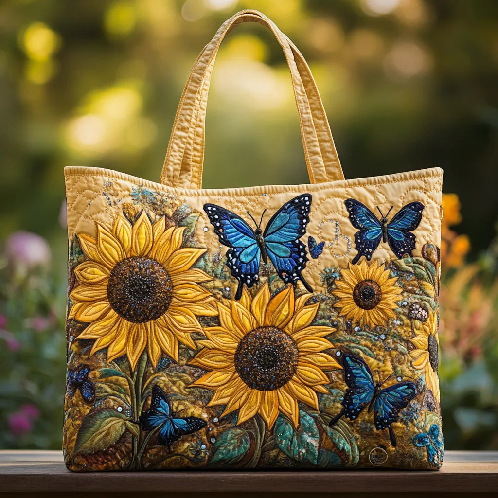Artisan Tote - Sunflower and Blue Butterfly Design