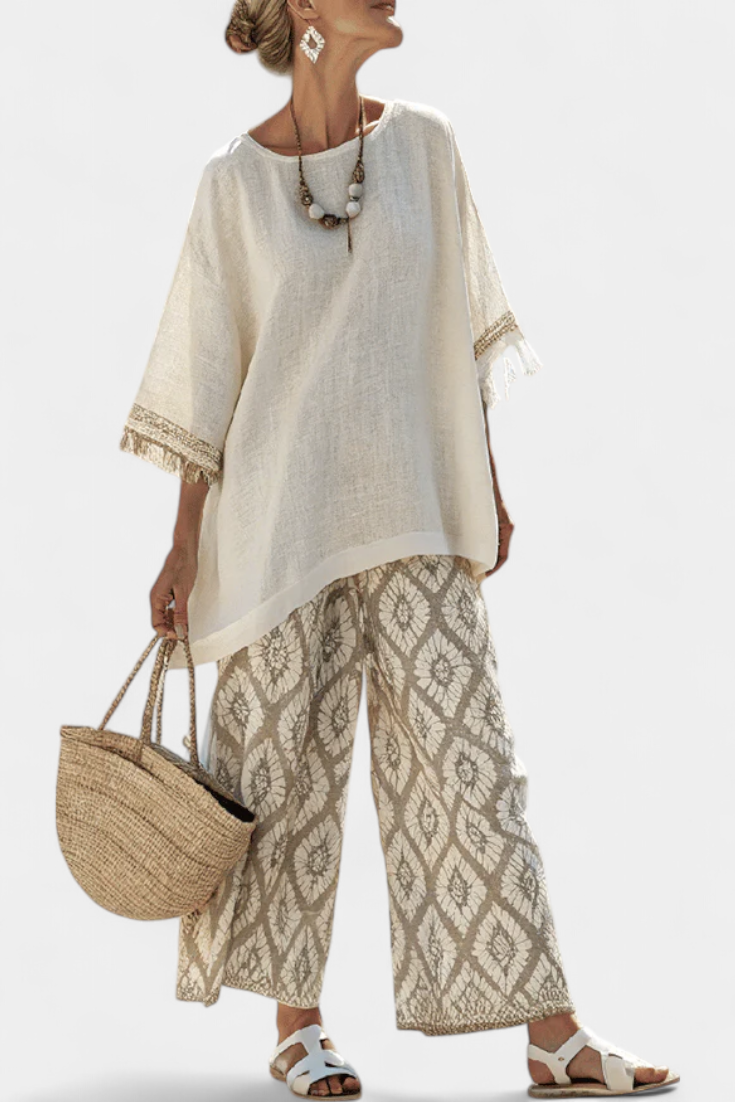 Alverra | Sophisticated Top & Casual Pants Set